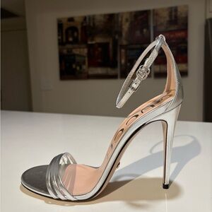 New Gucci Silver Stiletto Heels with Ankle Strap. Brand New, $920